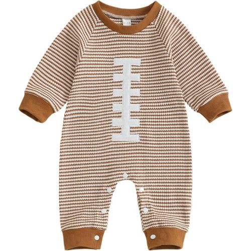 SAYOO Infant Baby Boy Football Outfit Rugby Print Funny Sweatshirt Romper Playsuit Football Season Cotton One-piece Jumpsuit