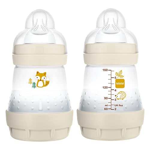 MAM Easy Start Anti Colic Baby Bottle, Easy Switch Between Breast and Bottle, Reduces Air Bubbles and Colic, 2 Pack, Newborn, Matte/Unisex