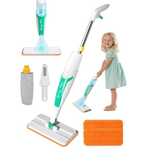 Kids Spray Mop Toy with Real Water Spray, Toddler Cleaning Set Ages 4+