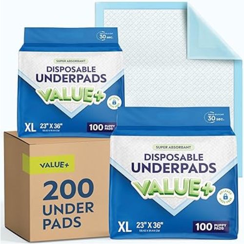 Chucks Pads Disposable [200-Pack] Underpads 23x36 Incontinence Chux Pads Absorbent Fluff Protective Bed Pads, Pee Pads for Babies, Kids, Adults & Elderly | Puppy Pads Large for Training Leak Proof