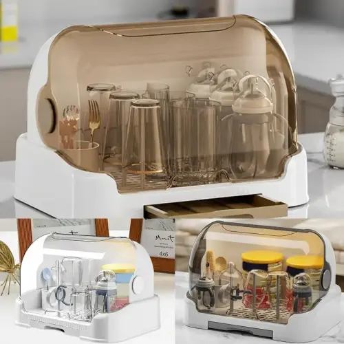 Baby Bottle Drying Rack With Removable Drip Tray Dustproof Bottle Storage Dust-proof Portable Baby Bottle Storage Box With Lid - AliExpress