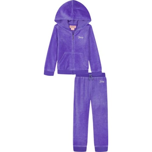 Embellished Velour Zip-Up Hoodie & Joggers Set