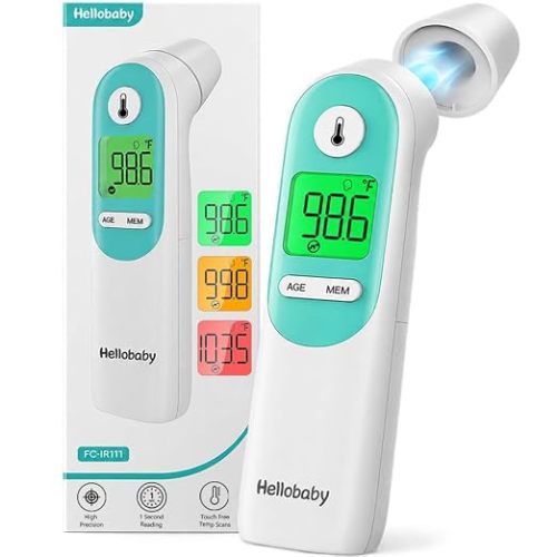 Hellobaby 3‑in‑1 Baby Thermometer, Ear & Forehead with Age‑Adjusted Alert