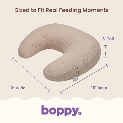Boppy Nursing Pillow, Cotton Muslin Ergonomic Breastfeeding Support Pillow