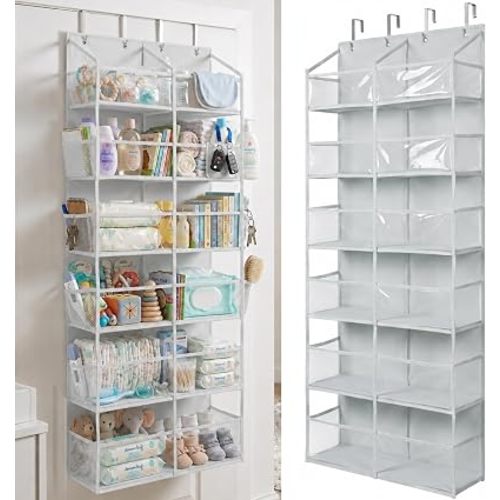 Over the Door Organizer, 6-Tier XL, 100D Fabric, Transparent