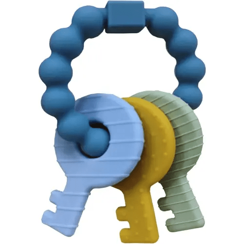Baby Keys Teether Toys,Silicone Teething Toys for 3+ Months,Teething Keys Toy for Infants-Soft & Raised Texture to Soothe Gums,BPA Free (Deep Blue)