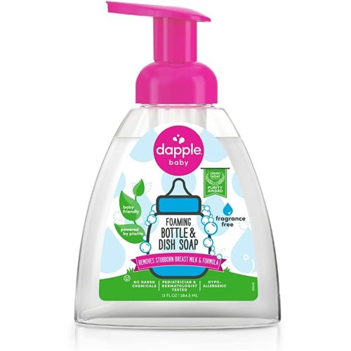 Dapple Baby Foaming Bottle & Dish Soap, Fragrance Free, Plant Powered, Hypoallergenic, 13 fl oz, 3 Count