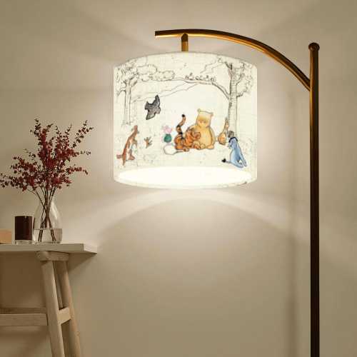 Pooh Bear Nursery Decor Light Winnie the Pooh Baby Shower Gift New Mom Present Floor Lamp 100 Acre Wood Friend Lighting Nature Neutral Room