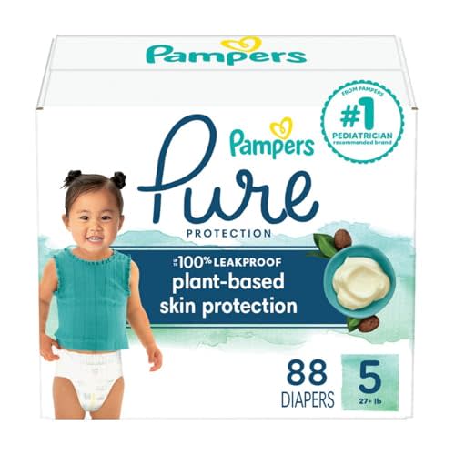 Pampers Pure Protection Diapers - Size 5, 88 Count, Hypoallergenic Premium Disposable Baby Diapers