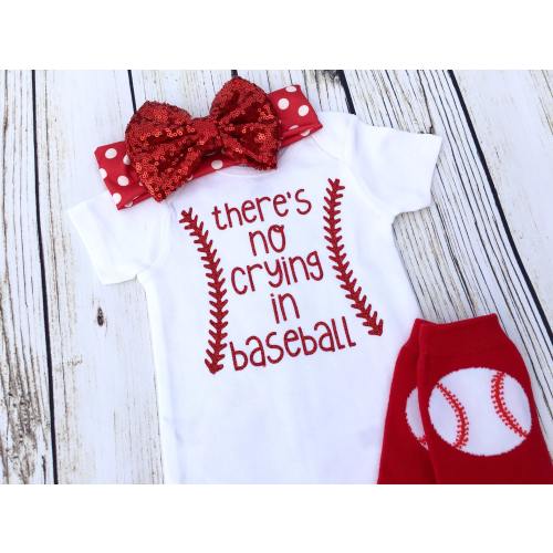 There's No Crying In Baseball Baby Girl Outfit