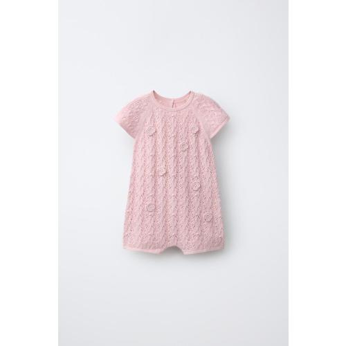 OPENWORK KNIT SHORT JUMPSUIT - Light pink | ZARA United States