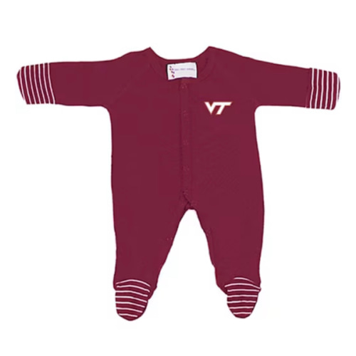 Virginia Tech Hokies MAROON Baby Striped Footie Romper Pajamas - 69768621
