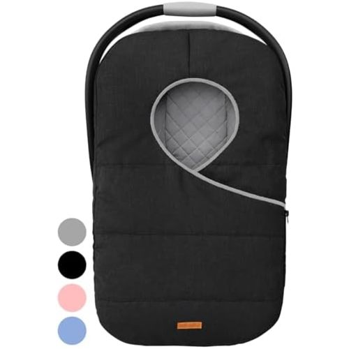 liuliuby Winter Carseat Covers for Baby | Infant Car Seat Cover Baby | Doona Accessories | Warm & Thick Fleece Canopy for Infant & New Born Cold Weather (Black)