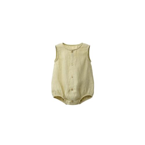 100% STRIPED LINEN ROMPER - Mid-green | ZARA United States