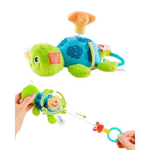 Jollybaby Baby Rattles & Soft Plush Hanging Toy for Stroller Crib car seat and Play Gym, Sensory Developmental Vibrating Toys for Newborn, Baby Christmas Stocking/Socks Stuffers Gifts - Turtle