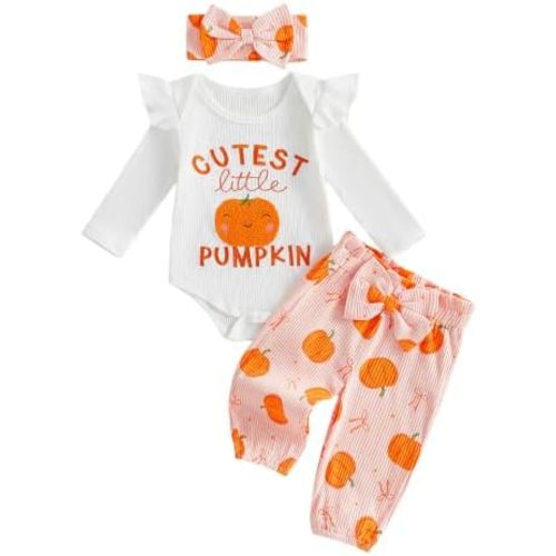 My First Halloween Baby Girl Outfit Romper Pants Headband 0-18M