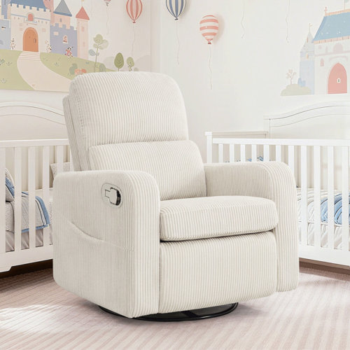 Latitude Run® Reiby 36" Modern Upholstered Boucle Fabric Swivel and Rocker Glider Recliner & Reviews | Wayfair