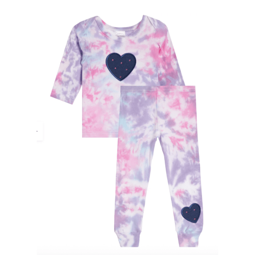 Bambini 2PC SET BETH TIE DYE DENIM HEART LEGGING SET