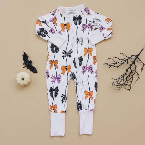Bamboo Zip Romper | Spooky Bows – Witching Hour Baby