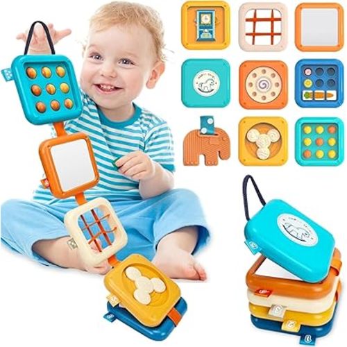 Busy Board for 1 Year Old, Montessori Toys for Baby, Toddler Travel Toys, Baby Toys 12-18 Months, Toddler Airplane Activities, Sensory Toys for Babies Boy Girl Birthday Gifts (Mult icolor)