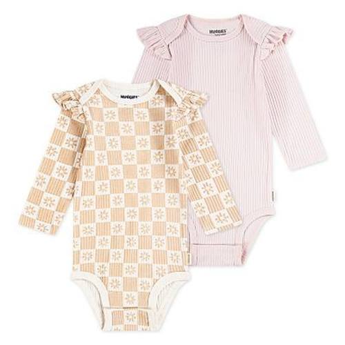 Newborn Baby Girls Huggies Babywear 100% Organic Ruffle Sleeve Bodysuits 2-Pack