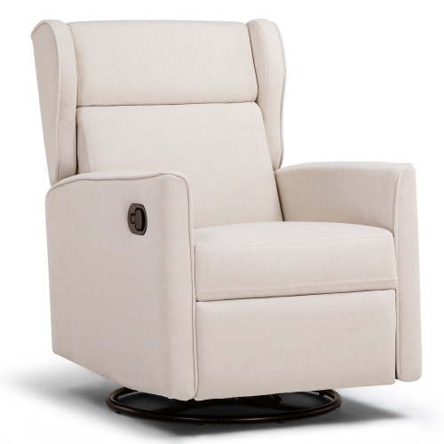 COMHOMA Swivel Rocker Recliner Chair, Fabric Swivel Glider Reclining Single Sofa for Living Room, Beige