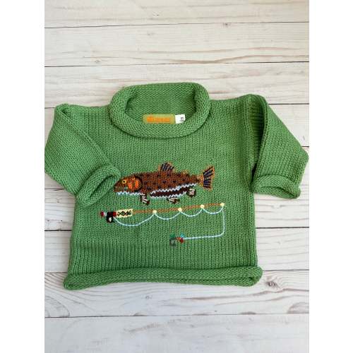 Trout Green Knit Crew Sweater