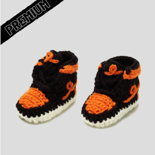 Baby Crochet IB-1 Pumpkin (Soft felt non-slip bottom & Shoe Box) – ItzzyBitzzy