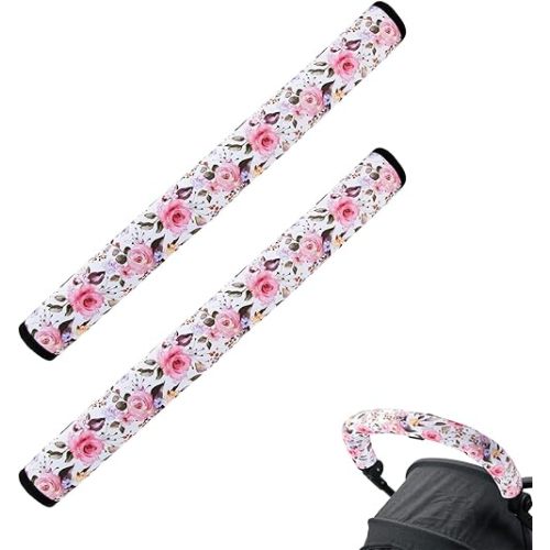 Stroller Handle Cover,Stroller Handlebar Cover,2 Pack Pushchair Armrest Sleeve Handle Protector Covers,Universal Protective Case for Pram Strollers Grip Bar,Stroller Accessories Essentials