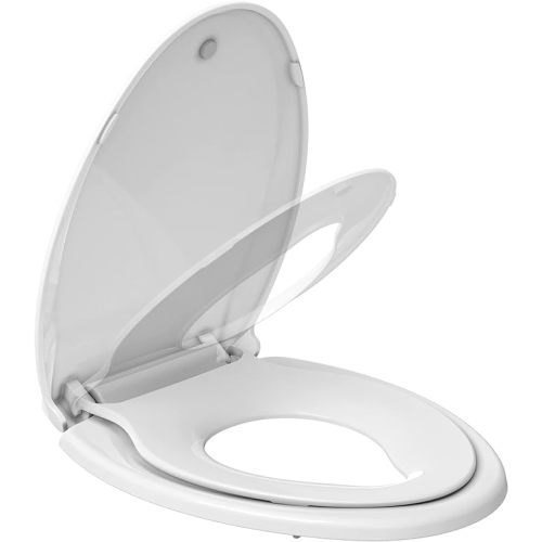 Toilet Seat, Elongated Toilet Seat with Toddler Seat Built in, Potty Training Toilet Seat Elongated Fits Both Adult and Child, with Slow Close and Magnets- Elongated - White - Modern