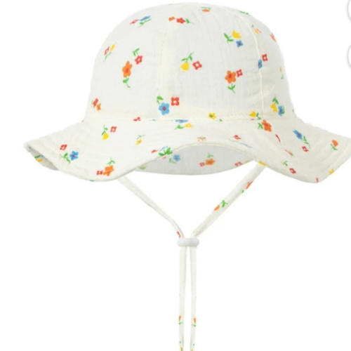 Penkiiy Baby Hats Bucket Hat Toddler Baby Summer Sun Protection Fashion Print Outdoor Sun-hat Cute Sunscreen Hat Cap White Hat for 3-12 Months
