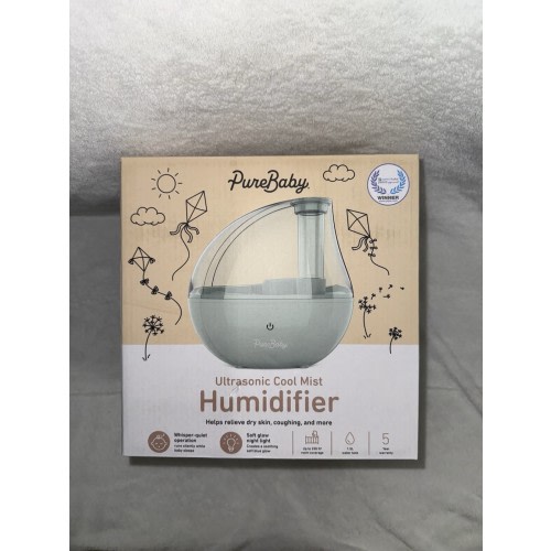 New In Box PureBaby Ultrasonic Cool Mist Humidifier Nursery Night Light 1.5L New