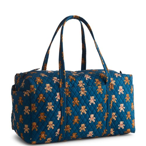 Vera Bradley Bunch of Bears Premium Cotton Large Original Zip Duffel Bag