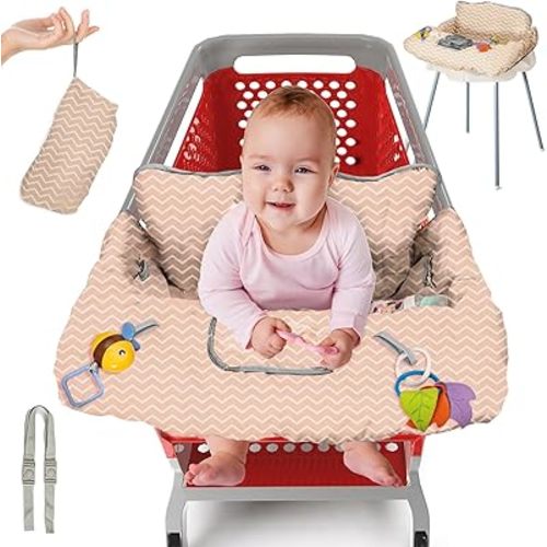 PILLANI Shopping Cart Cover for Baby, High Chair Cover for Restaurant Seat - Grocery Cart Cover for Baby Girl and Boy, Comfortable Cotton Buggy Covers for Babies - Padded Toddler Shopping Cart Cover