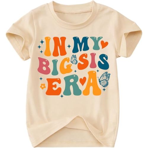 Toddler Big Sister Tee in My Big Sis Era Graphic T-Shirt Big Sis Announcement Crewneck Shirts Sibling Reveal Tops