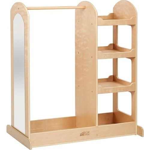 ECR4Kids Dress-Up Center with Mirror, Costume Organizer, Natural