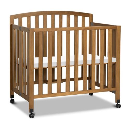 Davinci Dylan Folding Portable 3-in-1 Convertible Mini Crib in Chestnut, Greenguard Gold Certified