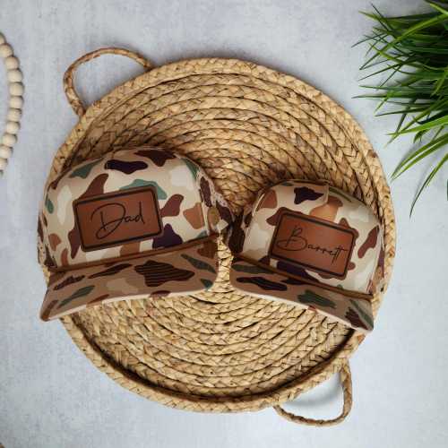GOKO Venture Hat | Duck Camo | Rectangle Cursive |Dad and Son Hat | Dad Gift |Baby Toddler Youth Adult |Personalized |Hats Sold Individually