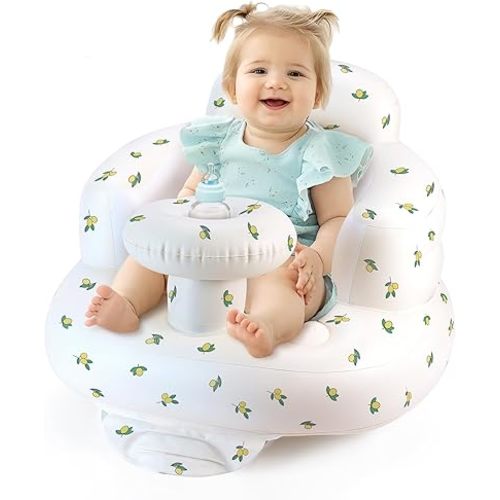 Inflatable Baby Seat for Babies 4-36 Months, Tooktro Blow Up Floor Chair with Built-in Air Pump for Sitting Support, Perfect for Summer and Beach Travel, Inflatable Baby Chair (Olive)