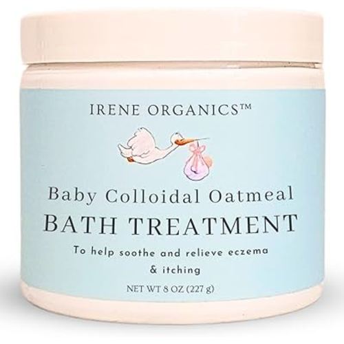 Oatmeal Baby Bath Powder for Eczema by Irene Organics - Colloidal Oatmeal for Soothing Treatment of Eczema, Diaper Rash, Dry Skin, Itching and Irritation - Moisturize and Sooth Baby and Toddler Skin