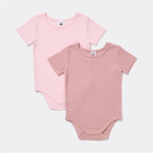 Dymples Baby Textured Short Sleeve Bodysuit 2 Pack - Dusky Pink - Size 00