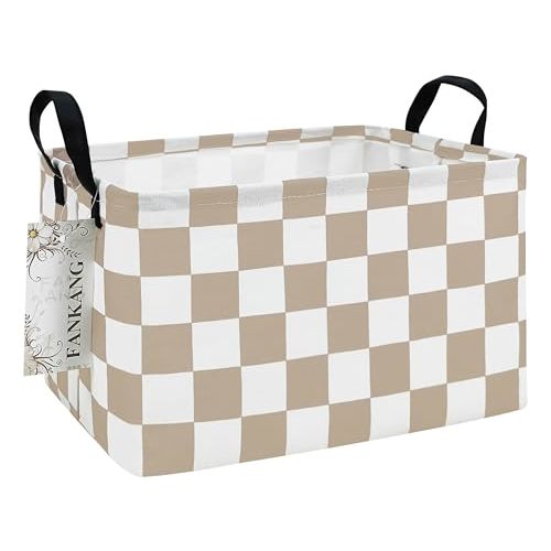 Rectangular Beige Flag Fabric Storage Basket | Foldable with Waterproof PE Coating Orgnizer Box for Kids Boys and Girls, Office, Bedroom, Clothes,Toys