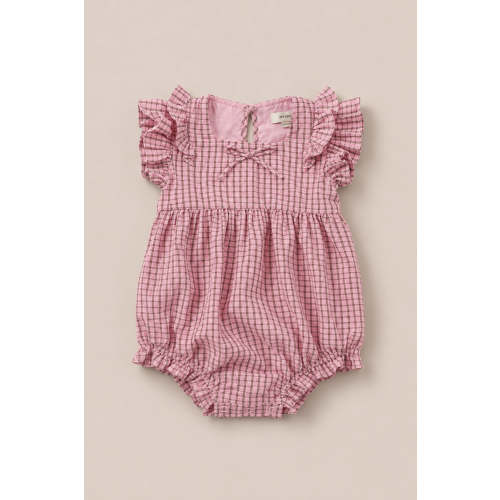 Baby Ana Romper in Pink & Brown Gingham