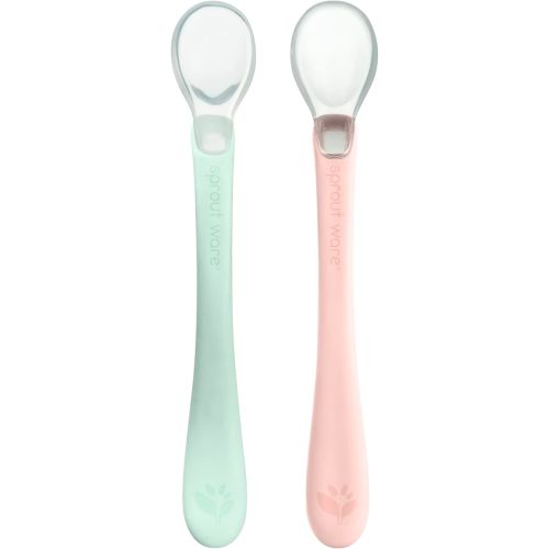 green sprouts Silicone and Sprout Ware First Food Spoons, Light Sage/Light Grapefruit
