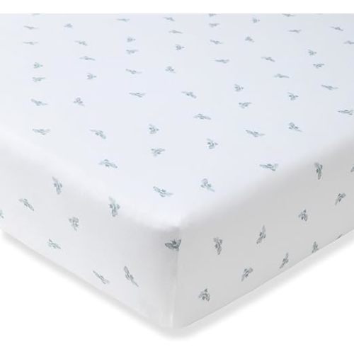 Burt's Bees Baby Essential Organic Cotton Fitted Crib Sheet, Breathable for Boy Girl Standard Crib & Toddler Mattresses
