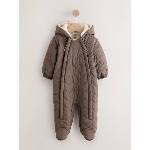 Brown Hooded Nylon Baby All-In-One (0-18mths)