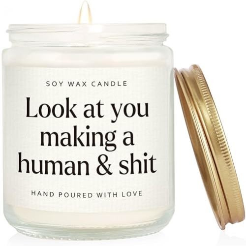 Funny New Mom Gifts, Handmade Scented Lavender Candle for New Mom | Postpartum Gift for Mom After Birth, First Time Moms Mothers Day Gift, Soy Wax Candle, 7 Oz