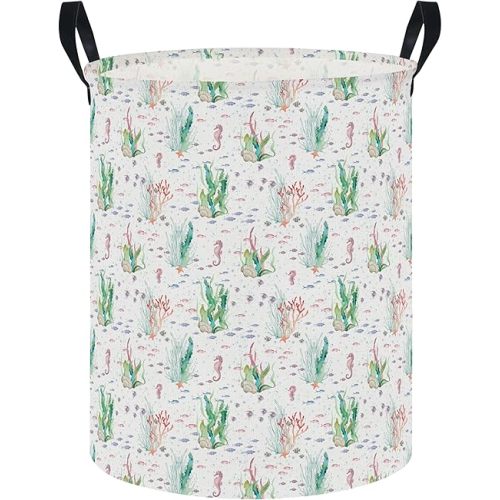 NTAOHAMPER Underwater World Large Laundry Hamper,Laundry Basket,Baby Nursery Hamper,Waterproof Storage Bin,Clothes Organizer Basket,Room Decor(Underwater World）