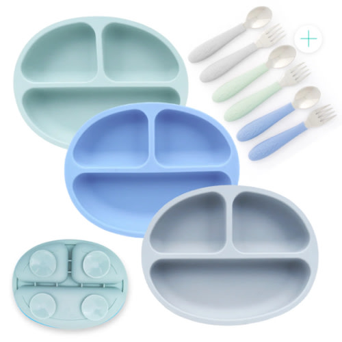 Silicone Suction Plate + Cutlery