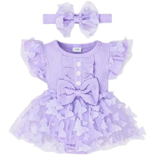 Baby Girl Clothes Summer Girls Clothes Short Sleeves Lace Cute Romper Bodysuit Outfits Headband 0-18 Months